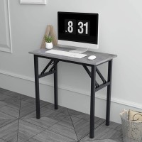 Dlandhome 31.5 Inches Small Folding Computer Desk For Home Office Folding Table Writing Table For Small Spaces Study Table Laptop Desk No Assembly Required Black (Grey)