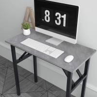 Dlandhome 31.5 Inches Small Folding Computer Desk For Home Office Folding Table Writing Table For Small Spaces Study Table Laptop Desk No Assembly Required Black (Grey)