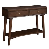 Alpine Furniture Flynn Wood Console Table With 2 Drawers In Walnut