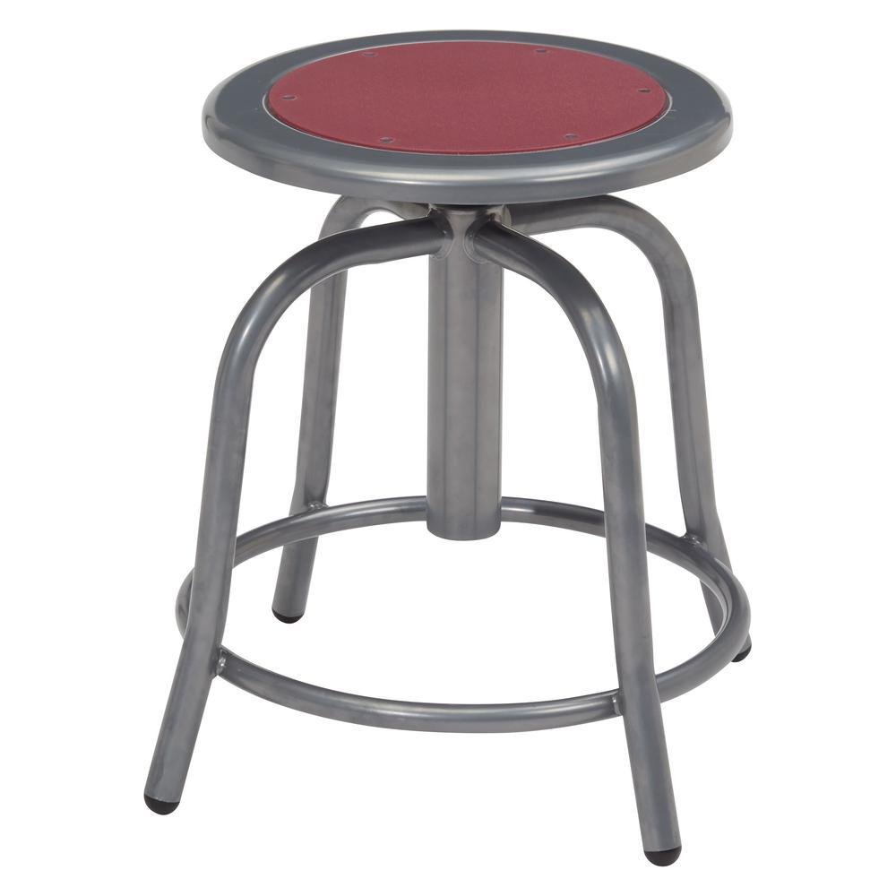 Nps 18 - 24 Height Adjustable Swivel Stool, Burgundy Seat And Grey Frame