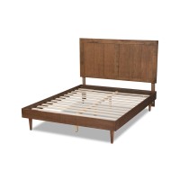 Baxton Studio Nicola Mid-Century Modern Transitional Ash Walnut Finished Wood King Size Platform Bed