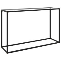 vidaXL Console Table Transparent Tempered Glass and PowderCoated Steel Easy Assembly Modern Design 472 x 138 x 295