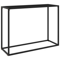 vidaXL Black Console Table with Tempered Glass and PowderCoated Steel Modern Minimalist Design Easy to Clean Assembly Requ