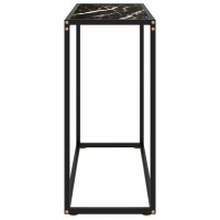 vidaXL Console Table, Entryway Table with Steel Frame, Narrow Side Table for Hallway, Living Room Furniture, Modern, Black Tempered Glass