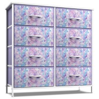 Sorbus Dresser With 8 Drawers - Furniture Storage Chest Tower Unit For Bedroom, Hallway, Closet, Office Organization Steel Frame, Wood Top, Easy Pull Fabric Bins (8-Drawer, Tie-Dye Blue/Pink/Purple)