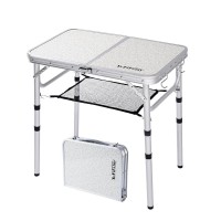 Yufifairy Small Folding Camping Table With Mesh Layer 3 Heights 2 Foot, Aluminum Lightweight Portable Folding Table With Adjustable Legs, Great For Rv, Car Camping And Outdoor Cooking Picnic