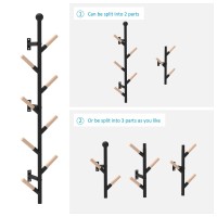 X-Cosrack Wall Mounted Coat Rack Splicable Metal & Wood Hat Hanger Rack With 8 Hooks, 3-In-1 Tree Hanger Organizer For Coat Bag Scarves Clothes For Entryway Hallway Bedroom