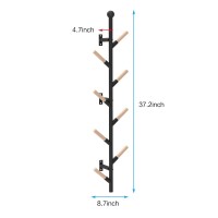 X-Cosrack Wall Mounted Coat Rack Splicable Metal & Wood Hat Hanger Rack With 8 Hooks, 3-In-1 Tree Hanger Organizer For Coat Bag Scarves Clothes For Entryway Hallway Bedroom