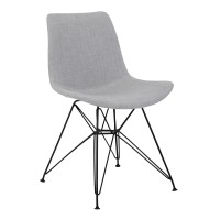 Fabric Dining Chair with Interconnected Metal Legs, Light Gray