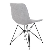 Fabric Dining Chair with Interconnected Metal Legs, Light Gray