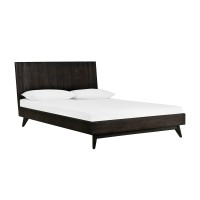 Wooden King Bed with Natural Wood Grain Details, Brown