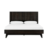 Wooden King Bed with Natural Wood Grain Details, Brown