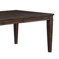 Benjara Rectangular Wooden Dining Table With 18 Inch Leaf Extension, Brown