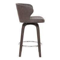 Benjara Leatherette Curved Back Swivel Barstool With Angled Legs, Brown