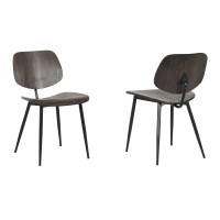 Contemporary Style Dining Accent Chair with Angled Legs, Set of 2, Brown