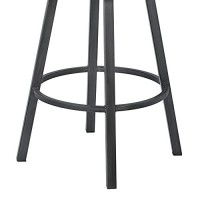 Benjara Barstool 26 Inch Metal And Leatherette Swivel Counter Height Bar Stool, Gray
