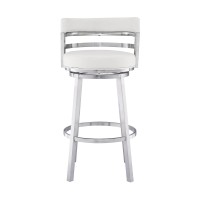 Leatherette Curved Back Barstool with Swivel Mechanism, White