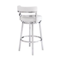 Leatherette Curved Back Barstool with Swivel Mechanism, White