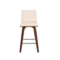 Leatherette Counter Height Barstool with Angled Legs, Cream