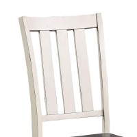Flared Slatted Back Side Chair with Block Legs, Set of 2, White