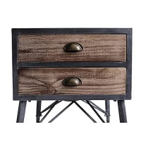 Benjara Industrial Style 2 Drawer Metal End Table With Cup Pulls, Brown And Gray