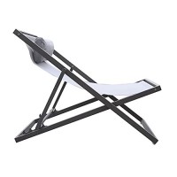 Benjara Textilene Upholstered Deck Chair With Padded Headrest, Gray