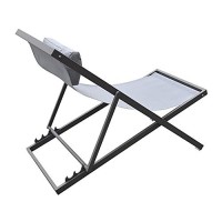 Benjara Textilene Upholstered Deck Chair With Padded Headrest, Gray