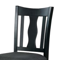 Wooden Side Chair with Fiddle Design Back, Set of 2, Black
