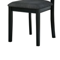 Wooden Side Chair with Fiddle Design Back, Set of 2, Black