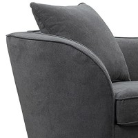 Benjara Curved Design Fabric Upholstered Sofa With Pillows And Piping Details, Gray