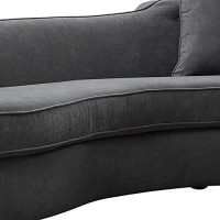 Benjara Curved Design Fabric Upholstered Sofa With Pillows And Piping Details, Gray