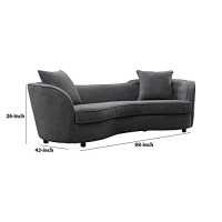 Benjara Curved Design Fabric Upholstered Sofa With Pillows And Piping Details, Gray