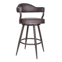 Faux Leather Barstool with Open Camelback Design, Brown
