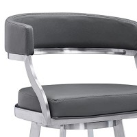 Benjara Leatherette Flared Curved Back Counter Height Barstool, Silver