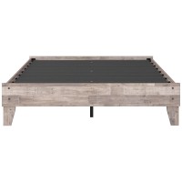 Queen Platform Bed with Butcher Block Design, Washed White