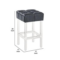 Benjara Height 26 Inch Leatherette Counter Stool With Acrylic Legs, Gray