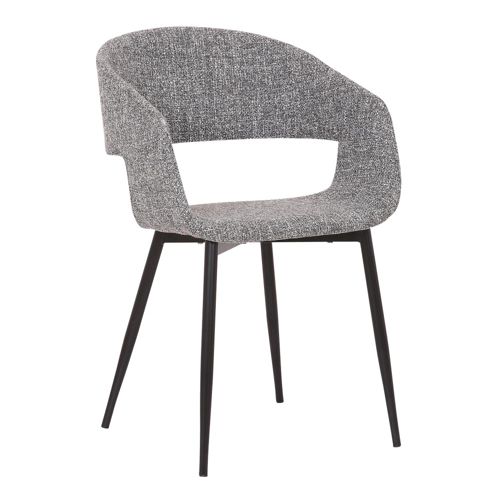 Upholstered Open Back Dining Accent Chair with Metal Angled Legs, Gray