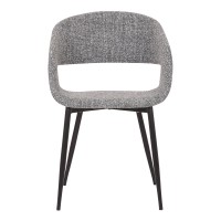 Upholstered Open Back Dining Accent Chair with Metal Angled Legs, Gray