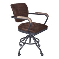 Benjara Industrial Ribbed Metal Frame Office Chair With Star Base, Brown And Gray