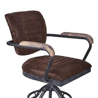 Benjara Industrial Ribbed Metal Frame Office Chair With Star Base, Brown And Gray