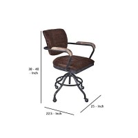 Benjara Industrial Ribbed Metal Frame Office Chair With Star Base, Brown And Gray