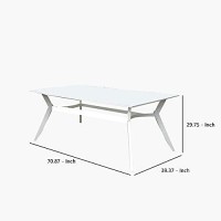 Benjara Bm237154 Rectangular Metal Patio Dining Table With Glass Top, White
