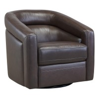 Swivel Leatherette Accent Chair with Barrel Design Back, Brown