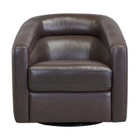 Swivel Leatherette Accent Chair with Barrel Design Back, Brown