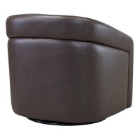 Swivel Leatherette Accent Chair with Barrel Design Back, Brown