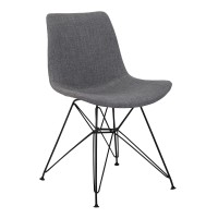 Benjara Fabric Dining Chair With Interconnected Metal Legs, Regular, Gray