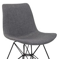 Benjara Fabric Dining Chair With Interconnected Metal Legs, Regular, Gray