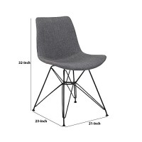 Benjara Fabric Dining Chair With Interconnected Metal Legs, Regular, Gray