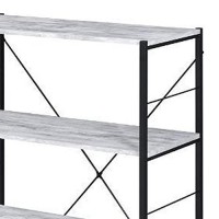 Benjara 4 Tier Design Wooden Bookshelf With X Shaped Backing, White