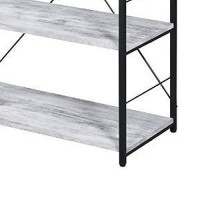 Benjara 4 Tier Design Wooden Bookshelf With X Shaped Backing, White